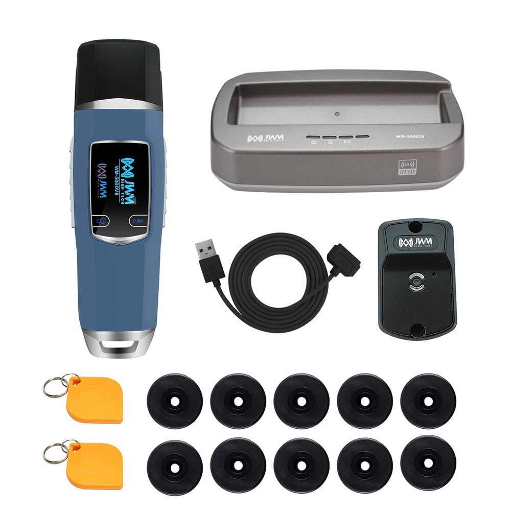 JWM Long Range Guard Tour Patrol System with Downloader, RFID Flashlight Security Guard Equipment with OLED Screen, Free Cloud Software, 2.4G Card for Long Distance Reading