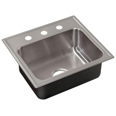 Just Single Bowl Drop-in Stainless Steel Sink, ADA, 18 GA, 3 Hole, OD 19" x 21", SL-ADA-1921-A-GR-3-5-5-DCR