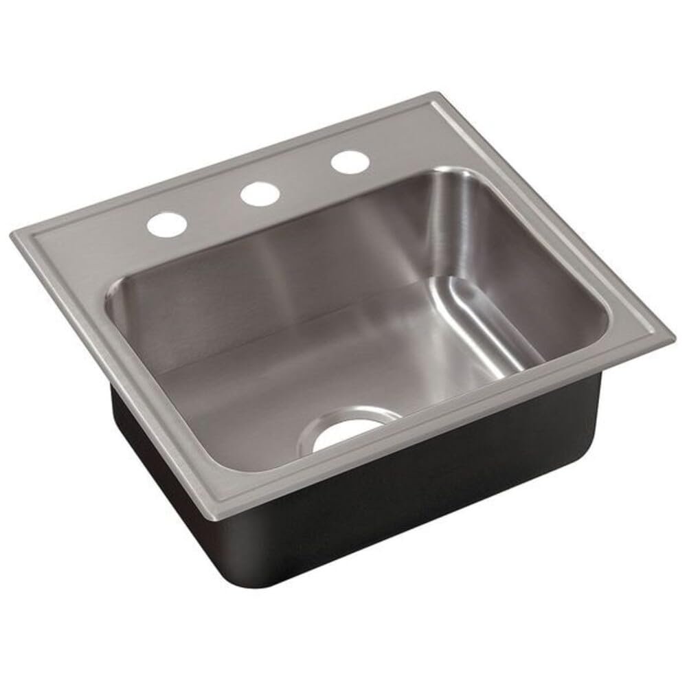 Just Single Bowl Drop-in Stainless Steel Sink, ADA, 18 GA, 3 Hole, OD 19" x 21", SL-ADA-1921-A-GR-3-5-5-DCR