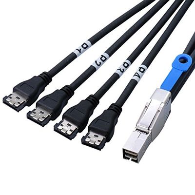SAS HD SFF-8644 Host to 4 eSATA Fanout Cable - 1 Meter | High-Performance SAS HD to eSATA Cable for Reliable Data Transfers