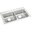 Elkay LRAD3322503 18 Gauge/33" x 22" x 5" Double Bowl Top Mount Kitchen Sink with 3 Hole, Stainless Steel view 1