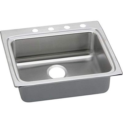 Elkay LRAD2522403 3-Hole Gourmet Lustertone 25-Inch x 22-Inch Self Rimming Single Basin Stainless Steel Kitchen Sink