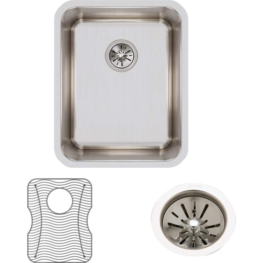 Elkay Lustertone ELUH141810DBG Single Bowl Undermount Stainless Steel Sink Kit