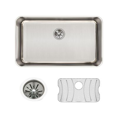 Elkay Lustertone Classic ELUH2816DBG Single Bowl Undermount Stainless Steel Sink Kit