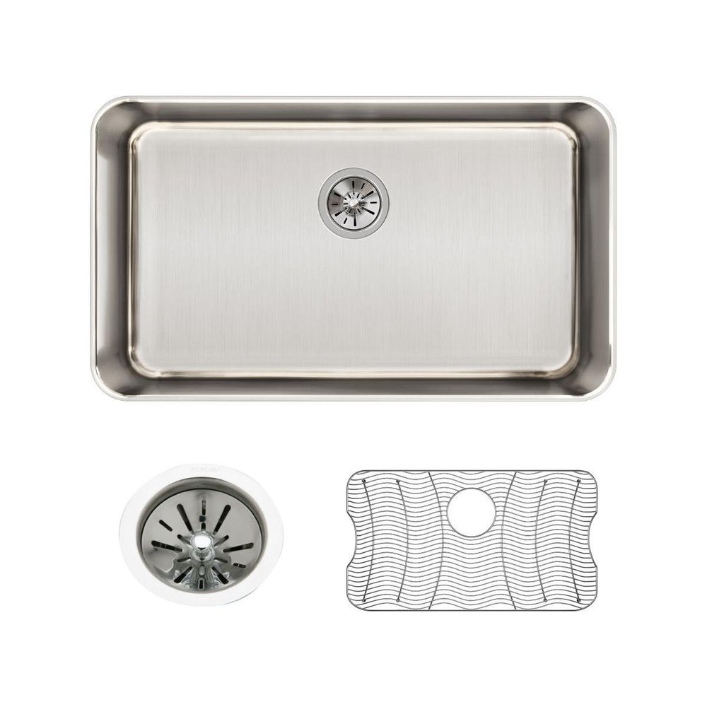 Elkay Lustertone Classic ELUH2816DBG Single Bowl Undermount Stainless Steel Sink Kit