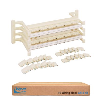 ICC 110 Wiring Block with Feet Kit, 96-Pair, CAT6 Wall-Mount Block for Voice and Data, UL 1863, TAA & Section 889 Compliant
