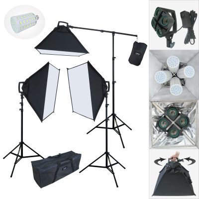 LINCO Lincostore LED Continuous Photography Video Studio 3 Softbox Boom Stand Digital Video Hair Lighting AM171 w/ 12pcs LED Light Bulb