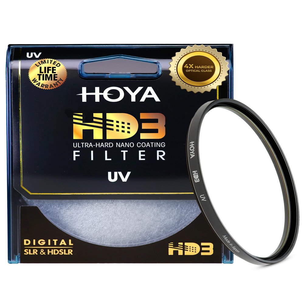Hoya HD3 52mm UV Protector Filter - Re-Certified for 100MP+ Cameras with Ultra-Hard Nano Coating UV Filter - Stain Resistant, Smudge and Waterproof UV Lens Filter with Aluminum Frame