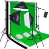 LINCO Lincostore Photo Studio Lighting Kit with 3 Color Muslin Backdrop Stand Photography Flora X Fluorescent 4-Socket Light Bank and Auto Pop-Up Softbox - Only Takes 3 Seconds to Set-up AM173 view 1