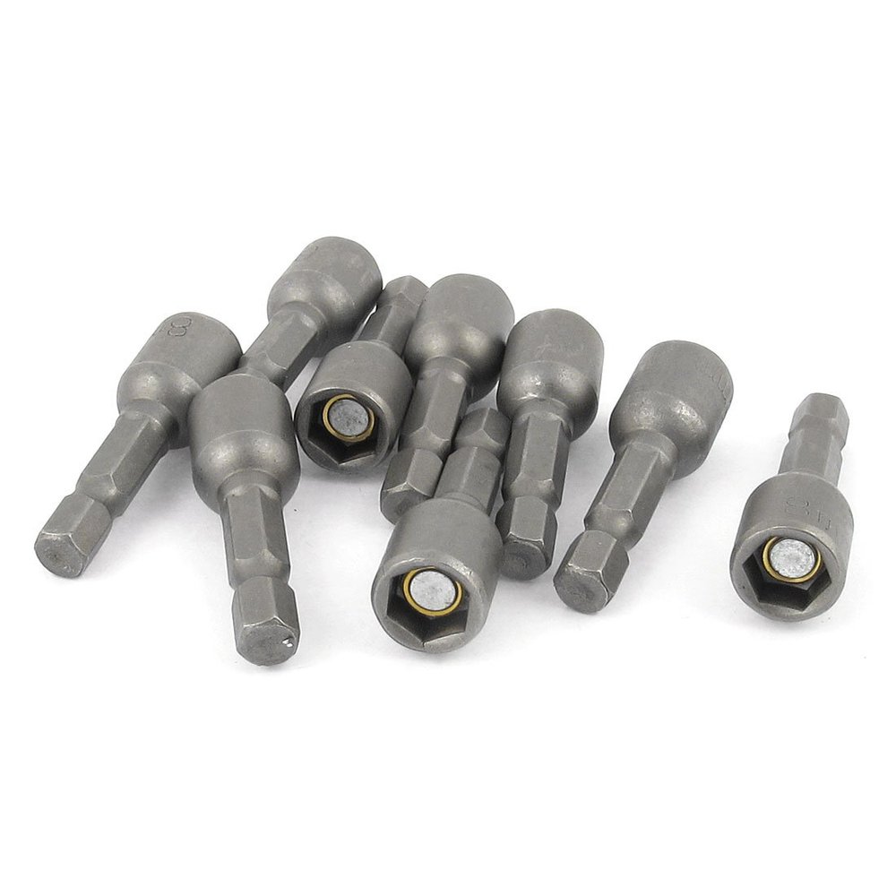 uxcell a14121800ux0193 9 Piece Magnetic Nut Driver Set 8mm 5/16" Socket Adapter Hex Drill Bit