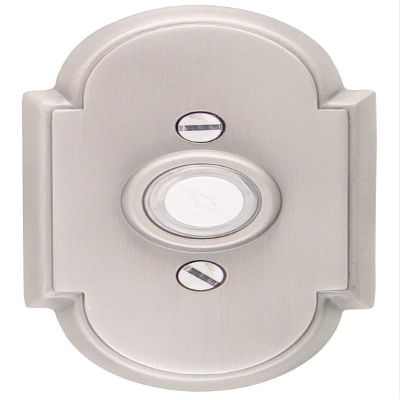 Emtek 2408 4-3/8" Height #8 Style Classic Brass Lighted Doorbell Rosette, Satin Nickel