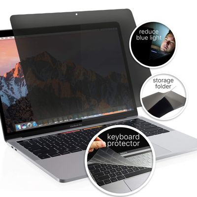 13.3" New MacBook Pro Privacy Screen Protector with FREE GIFT ultra-thin TPU Keyboard Cover. Easy Removal Anti Spy Filter Made of Premium Korean Materials for late 2016 models with Touch Bar by Homy