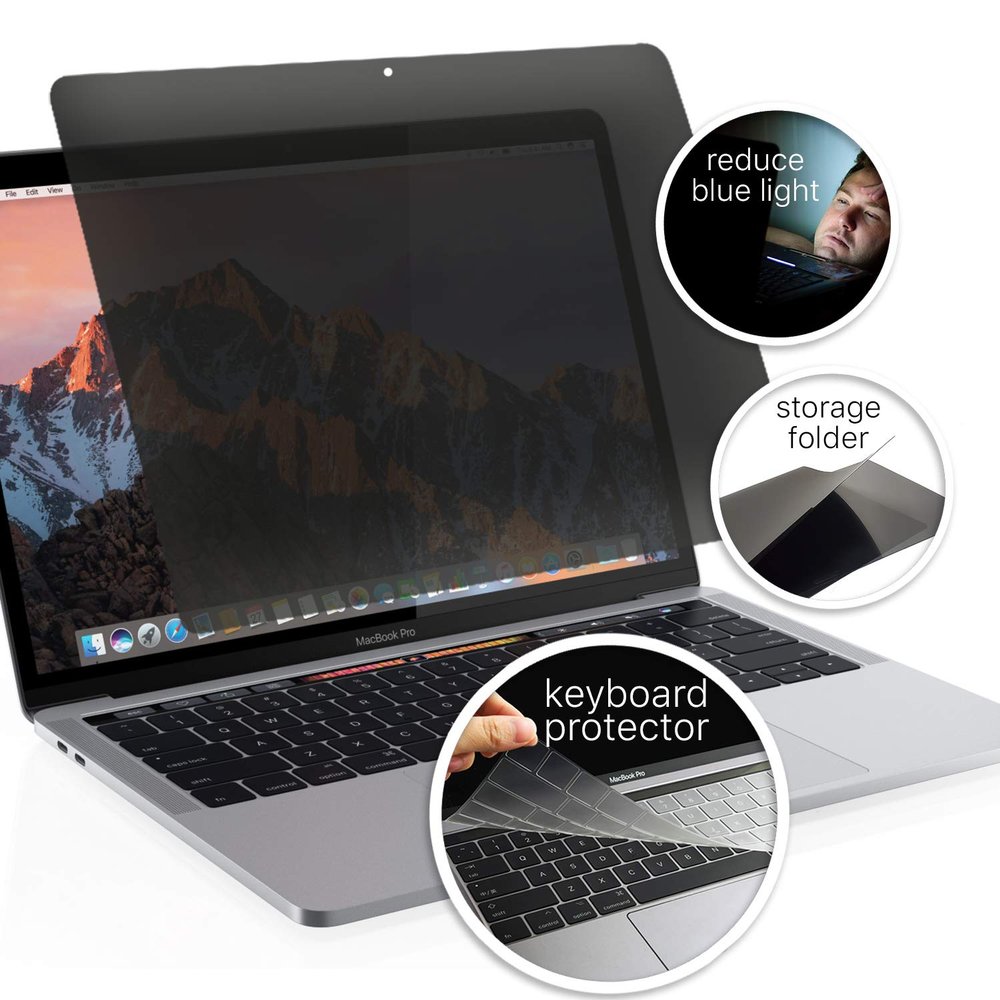 13.3" New MacBook Pro Privacy Screen Protector with FREE GIFT ultra-thin TPU Keyboard Cover. Easy Removal Anti Spy Filter Made of Premium Korean Materials for late 2016 models with Touch Bar by Homy