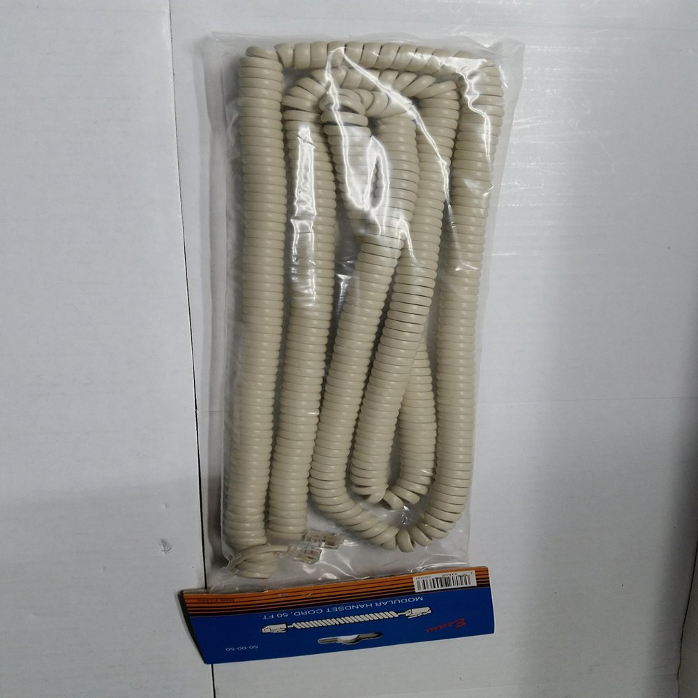 ESAW 50' Foot Modular Telephone Coiled Handset Cord Ivory Replacement
