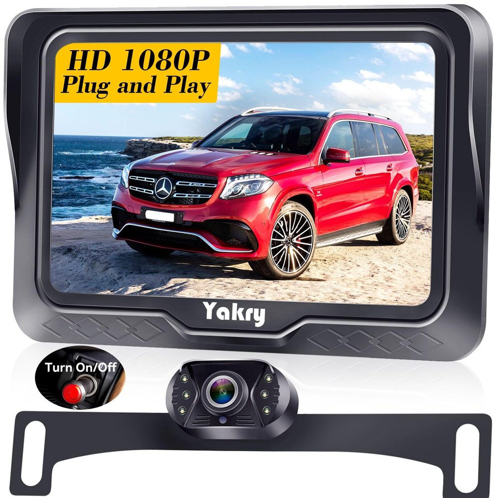 HD 1080P Backup Camera for Cars, Trucks, SUVs, RVs - Night Vision, Waterproof, Wide Angle, Easy DIY Installation, Includes 4.3 LCD Monitor for Safer Parking