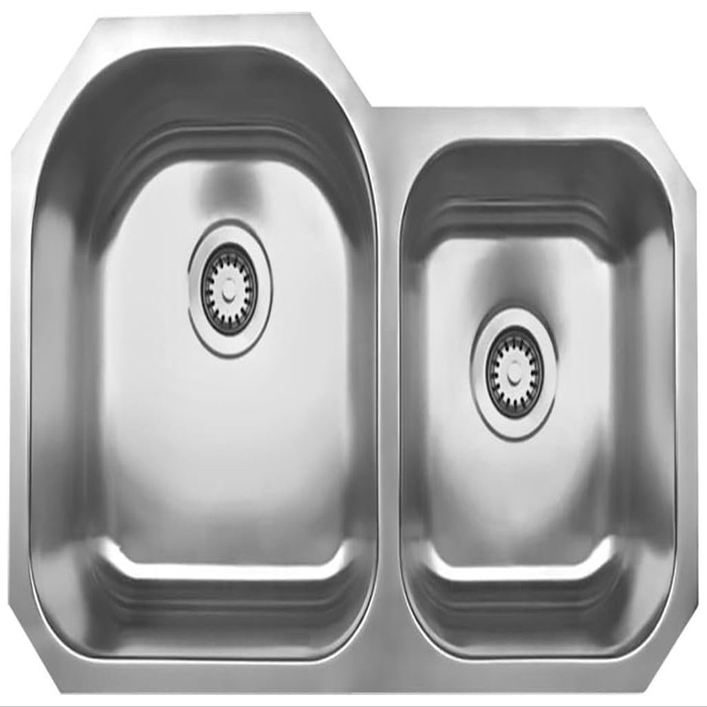 Whitehaus WHNDBU3220-BSS Noah's Collection 31 7/8-Inch Double Bowl Undermount Sink, Brushed Stainless Steel