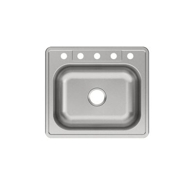 Elkay Dayton Stainless Steel 25" x 22" x 8-1/16", 5-Hole Single Bowl Drop-in Sink