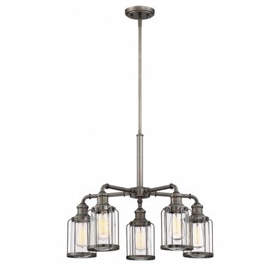 DESIGNERS FOUNTAIN Anson 5 Light Industrial Chandelier, Satin Copper Bronze, 91385-SCB