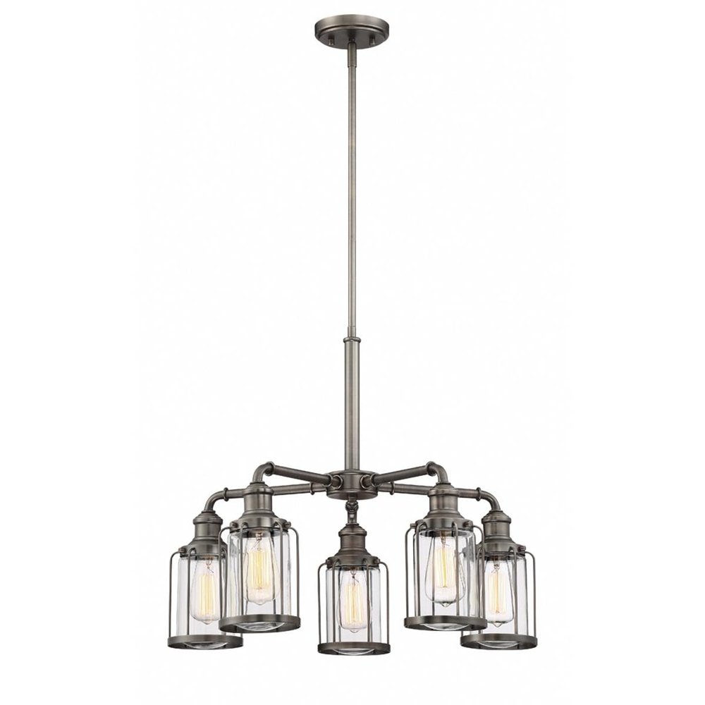 DESIGNERS FOUNTAIN Anson 5 Light Industrial Chandelier, Satin Copper Bronze, 91385-SCB