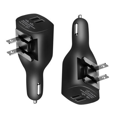 NDLBS 2Pack USB Car Charger, 2-in-1 Portable With Foldable Plug Wall Charger for iPhone X XR XS 7 8 Plus Note 8 9 Galaxy S8 S9 Plus LG Pixel