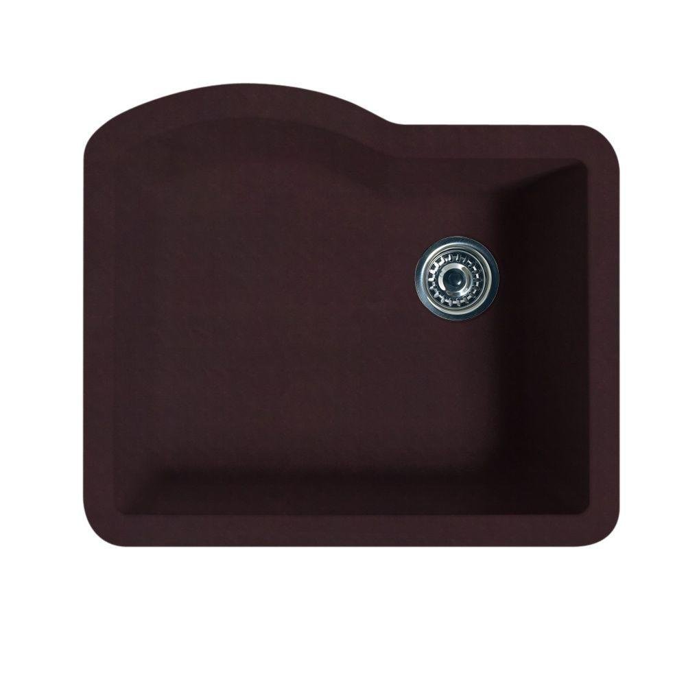 Swanstone QU02522SB.170 Granite Undermount Single-Bowl Kitchen Sink, 24-in L X 21-in H X 9-in H, Espresso