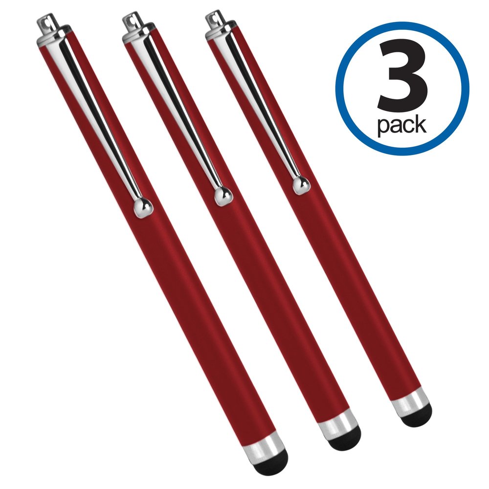BoxWave Stylus Pen Compatible with Panasonic Toughpad FZ-G1 - Capacitive Stylus (3-Pack), Stylus Pen Multi Pack - Crimson Red