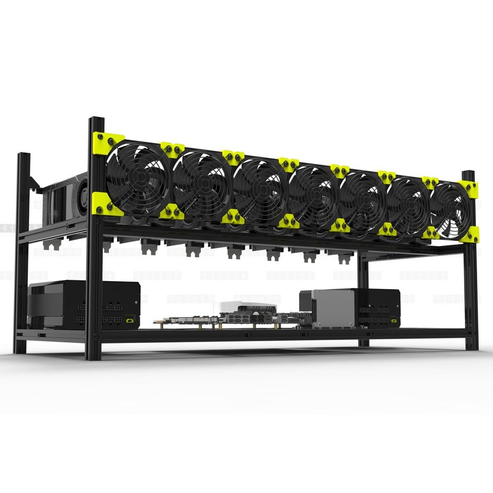 Veddha V3C 8-GPU Mining Case Aluminum Stackable Mining Rig Open Air Frame Case with Fan Mount - Ethereum(ETH,ETC)/ZCash(ZEC)/Monero(XMR)/Bitcoin(BTC)/Siacoin(SC)