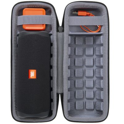 co2CREA Hard Travel Case for JBL Flip 6, 5, 4, 3 Waterproof Portable Speaker (Black Case + Inside Grey)
