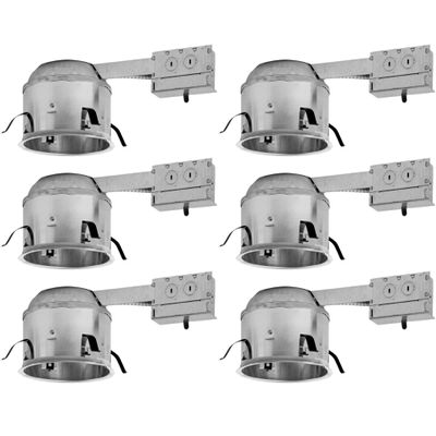 6" Shallow Remodel LED Recessed Lighting - Line Voltage - IC Airtight -Pack of 6