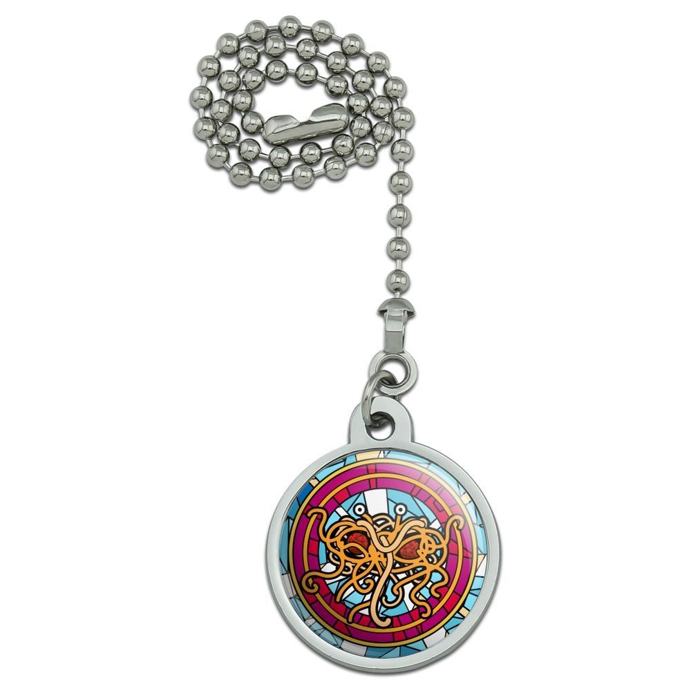 GRAPHICS & MORE Flying Spaghetti Monster Stained Glass Ceiling Fan and Light Pull Chain