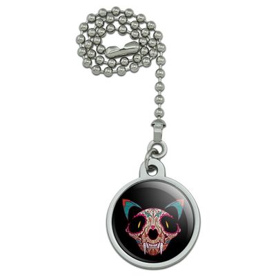 Cat Skull Mexican Day of The Dead Ceiling Fan and Light Pull Chain