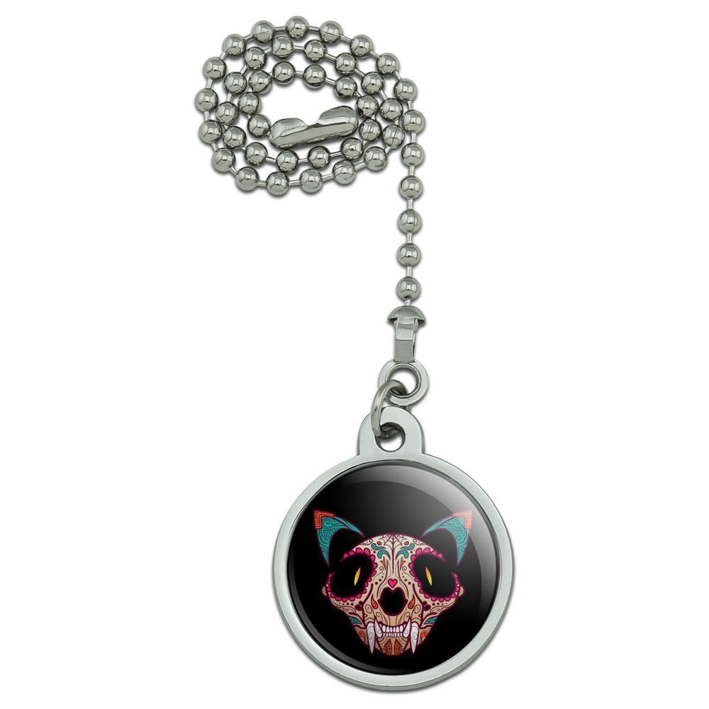 Cat Skull Mexican Day of The Dead Ceiling Fan and Light Pull Chain