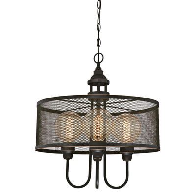 Westinghouse 6332900 Walter Four-Light Indoor Chandelier, Oil Rubbed Bronze Finish with Highlights and Mesh Shade