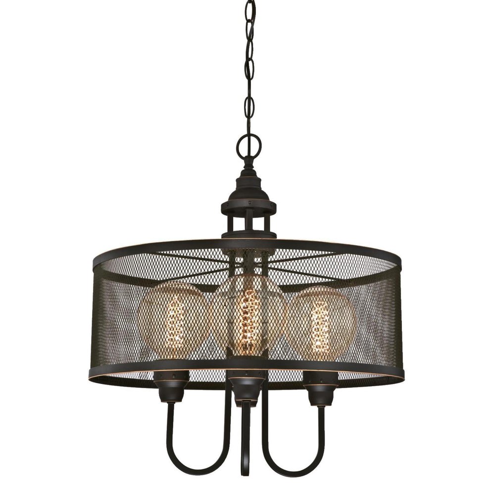 Westinghouse 6332900 Walter Four-Light Indoor Chandelier, Oil Rubbed Bronze Finish with Highlights and Mesh Shade