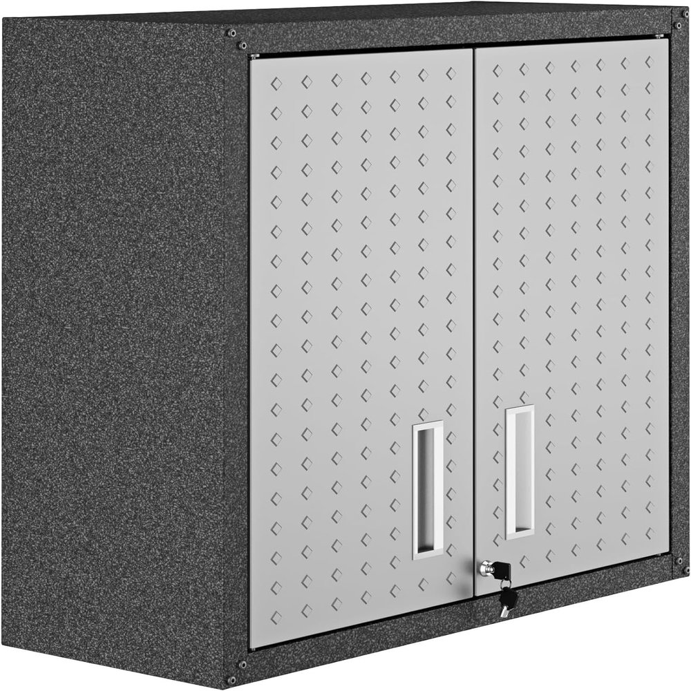 Manhattan Comfort Fortress Floating Storage Cabinet, Modern Stainless-Steel Garage Cabinet, Grey