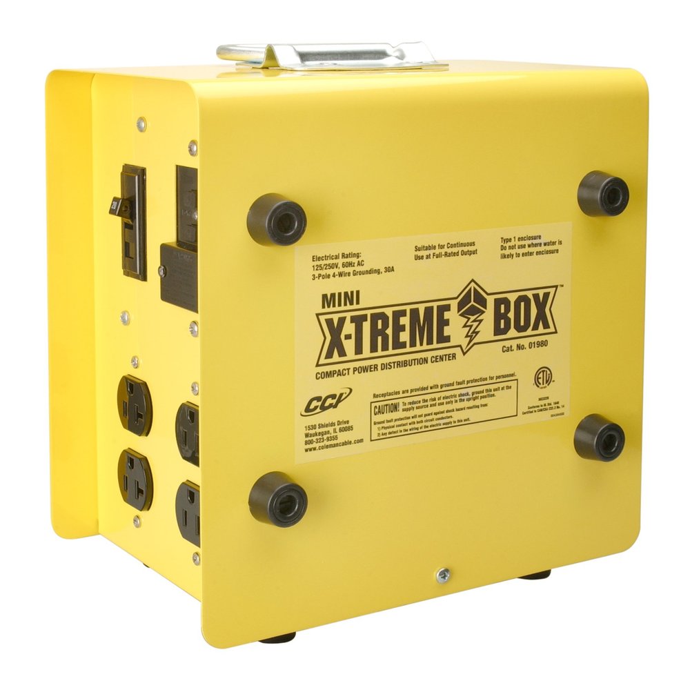 Southwire 19800102 Mini X-Treme Box Portable Temporary Power Distribution Box, Converts (1) L14-30P to (8) 5-20R