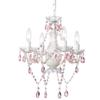 LaLuLa Pink Chandelier White Chandeliers Lighting with Acrylic Crystals Mini 4 Lights Pendant Light for Bedroom and Girls Room view 1