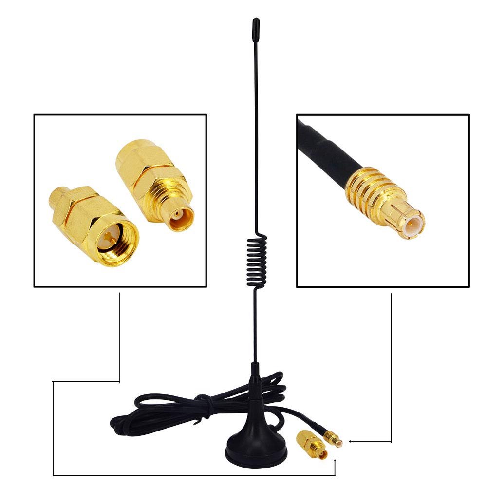 ADS-B Antenna 1090Mhz Antenna MCX Plug 2.5dbi Magnet Base ADS-B Aerial Receiver with RG174 1M &MCX Female to SMA Male Adapter 1090MHz ADS-B RTL SDR Software Defined Radio USB Stick Dongle Tuner