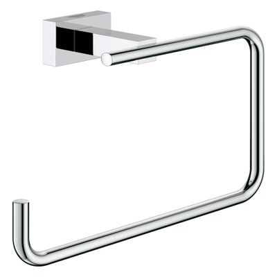 Grohe 40510001 Essentials Cube Metal 7.48-in. Towel Ring, Starlight Chrome