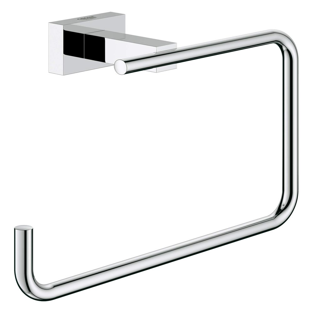 Grohe 40510001 Essentials Cube Metal 7.48-in. Towel Ring, Starlight Chrome