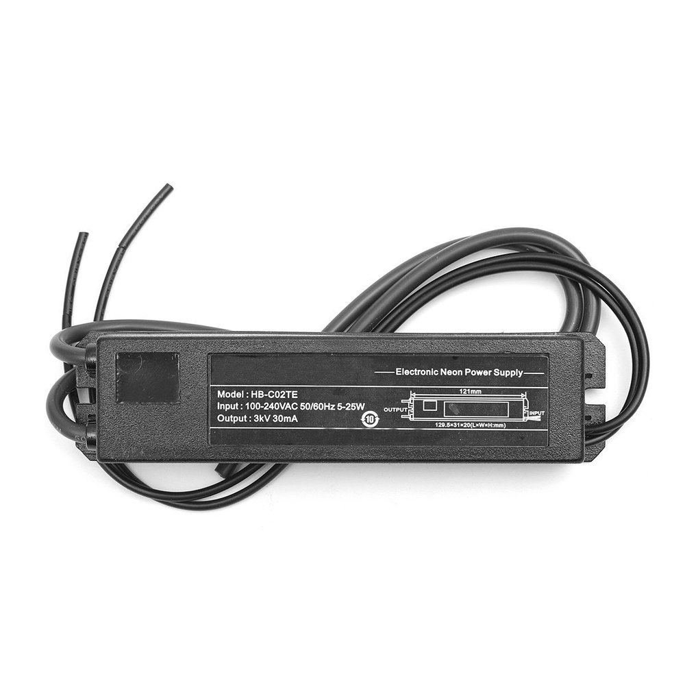 HB-C02TE 3KV Power Supply for Glass Neon Sign Electronic Neon Light Transformer with Heat Shrink Protective Pipe