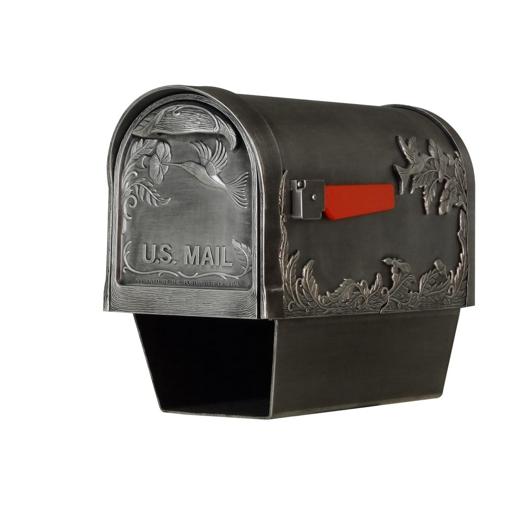 Special Lite Hummingbird Curbside Mailbox with Paper Tube - Swedish Silver Aluminum Mailbox for Post Mount - SCB-2005-SW
