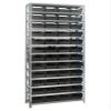 Quantum Storage 1275-107 Steel Shelf Bin Organizer System, 48 4"H Hopper-Front Bins, 13-Shelf Unit, 400 lb Per Shelf, for Warehouse, Shop, Garage & Stockroom, 12"D x 36"W x 75"H, Black view 1