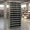 Quantum Storage 1275-107 Steel Shelf Bin Organizer System, 48 4"H Hopper-Front Bins, 13-Shelf Unit, 400 lb Per Shelf, for Warehouse, Shop, Garage & Stockroom, 12"D x 36"W x 75"H, Black view 2
