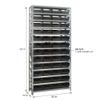 Quantum Storage 1275-107 Steel Shelf Bin Organizer System, 48 4"H Hopper-Front Bins, 13-Shelf Unit, 400 lb Per Shelf, for Warehouse, Shop, Garage & Stockroom, 12"D x 36"W x 75"H, Black view 3