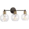 Hansford Collection 3-Light Clear Glass Coastal Bath Vanity Light Antique Bronze view 1