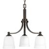 Progress Lighting Topsail Collection 3-Light Etched Parchment Glass Coastal Chandelier Light Antique Bronze view 1