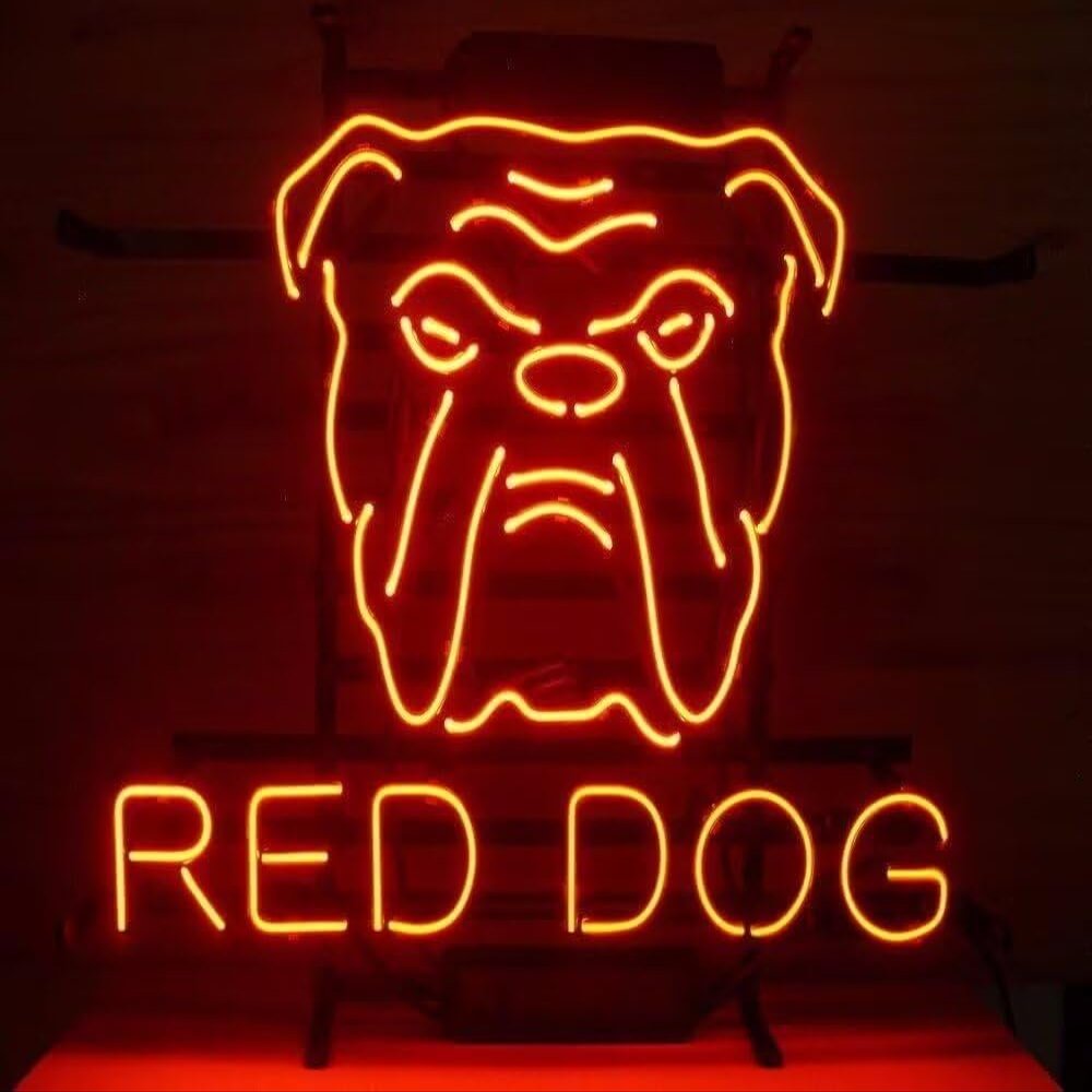 New 20"x16" Red Dog Beer Neon Sign Man Cave Sports Bar Pub Beer Neon Light Lamp CX145 Handmade LED Neon Tubing Signs