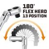 Powerbuilt 1/4 Inch Drive Flex Head Ratchet, 9 Inch Reach, Extra Long Contour Tool Handle, 72 Tooth, Pro Tech Series 649951 view 3