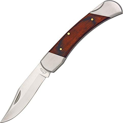 SZCO 5" Big Lockback Folding Pocket Knife for Men with Sheath  Rite Edge Pocket Knife with Stainless Steel Blade, Wood Handle & Steel Bolsters  EDC Knife for Hunting & Camping